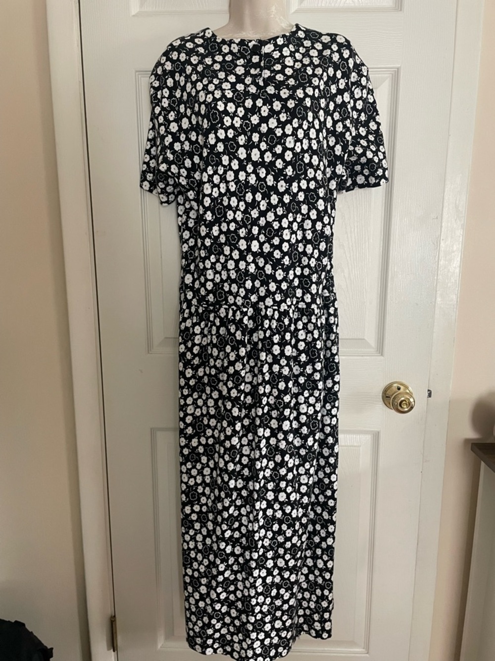 Talbots Black and White Floral Maxi Dress